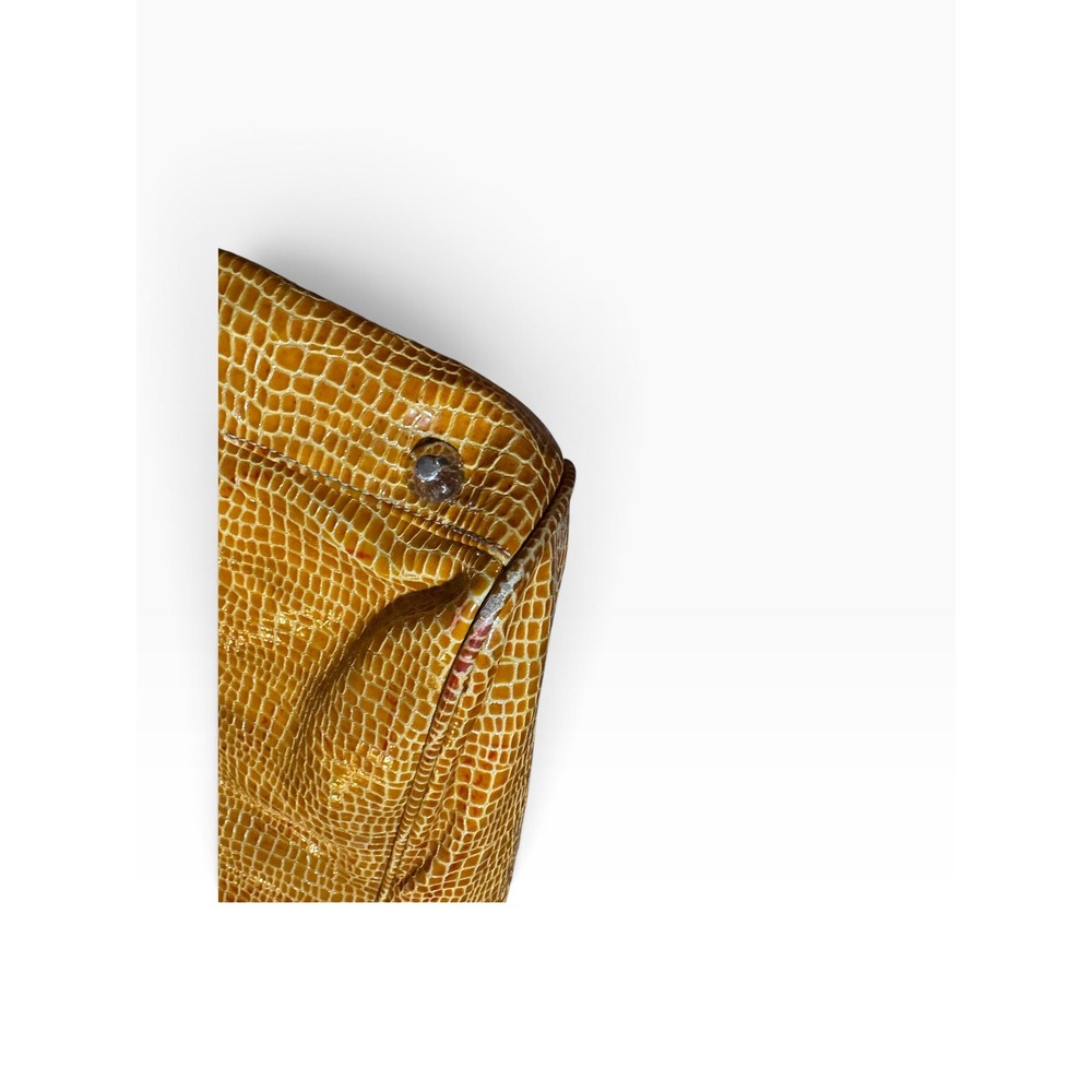 BCBG Max Azria Yellow Croc Embossed Leather Tote Bag Large Vintage Y2K Mob Wife - Picture 5 of 10